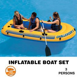 Intex Explorer 300, 3,Person Inflatable Boat Set With High Output Manual Air Pump, IX01